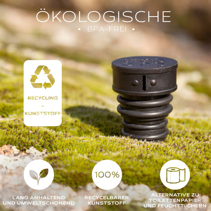CuloClean Bottle Cap. Butt Shower. The most discreet and smallest portable travel bidet, for periods, intimate shower, replaces wet wipes and shower toilets. Saves paper. (1 pc. Black)
