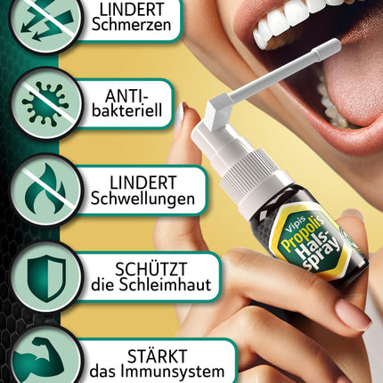 VIPIS Organic Propolis Spray with Menthol - Double concentrated propolis tincture as a mouth spray - Propolis sore throat spray for inflammation - Propolis throat spray with alcohol - Throat and throat spray