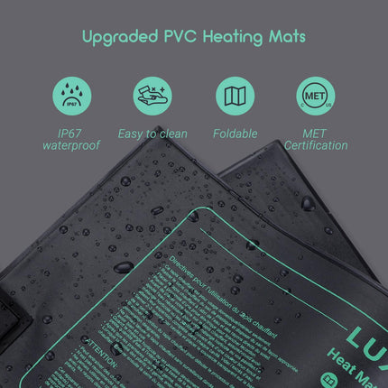 Luxbird Heating Mat with Thermostat Controller for Plants and Seedling Germination, Heat Mat Set, 2 Pieces 21W Indoor Greenhouse Heat Mat 10"x20.75", Automatic Temperature Control