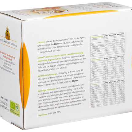 Caricol Gastro | 100% natural product | Support for the gastric mucosa | With the power of papaya &amp; biotin | With papain | 42 sticks of 20 g each (840 g)