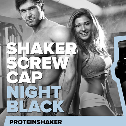IronMaxx Protein Shaker - Night Black 700ml | Protein shaker with screw cap, sieve &amp; measuring scale | Leak-proof, dishwasher-safe &amp; free from the plasticizer BPA &amp; DEHP