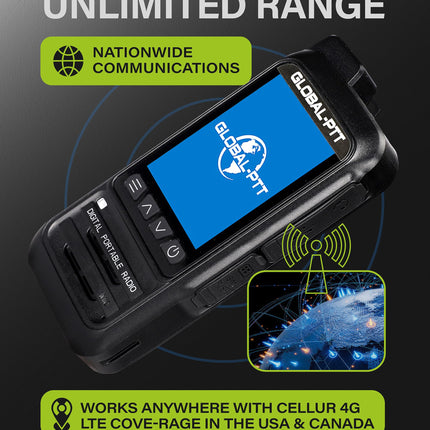 2-Pack Global Walkie Talkies with SIM Cards - Handheld PoC Two Way Radios Unlimited Range - Rechargeable PTT Push to Talk Over Cellular Radio Long Range (G0)