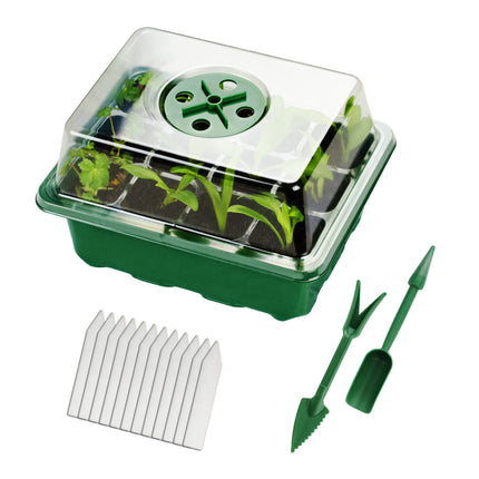 Jujey 4 Pack Mini Greenhouse and Growing Equipment, Grow Box, Indoor Greenhouse with Lid and Ventilation, Growing Kit Ideal for Plant Growth and Seed Germination Green