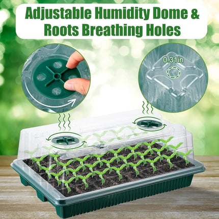VEEKAY Indoor Greenhouse Propagator, 2 Pieces 80 Hole Mini Greenhouse Propagation Set with Plant Lamp, Propagation Tray with Timing Controller Adjustable Brightness, 20 Plant Labels for Seedling Plant
