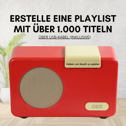 OER Music Player, Music Box for Dementia Patients, Senior Radio with Easy Operation, Especially for Seniors with Alzheimer's, Gift for People with Dementia, Dementia Aid (Red)