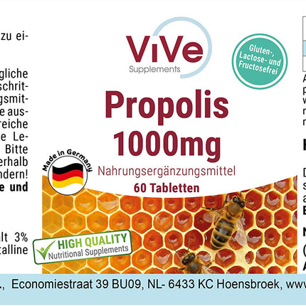Propolis 1000mg - 60 Tablets - High Dosage | Quality from Germany by ViVe Supplements
