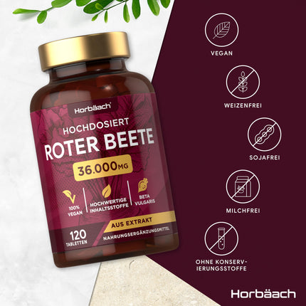 Beetroot Tablets High Dose 36,000mg | 120 Vegan Tablets | Beetroot Superfood | Beetroot Extract | Horbaach