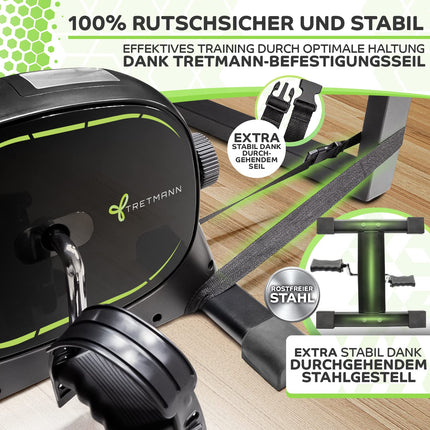 New Tretmann Basic Pedal Trainer Set - extra stable &amp; quiet - including fastening strap - DEKRA tested - leg trainer for seniors exercise bike mini bike black green