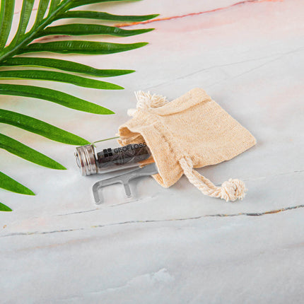 GEORDINARY Stainless Steel Dental Floss Holder - Environmentally friendly, plastic-free holder for dental floss - 100% stainless steel dental floss stick, sustainable and BPA-free