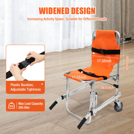 Stair Chair Stair Lift Foldable Stair Climber Wheelchair 159kg Load Capacity Transport Wheelchair Portable Stair Lift, For Hospitals, Emergency Centers And Households (Orange)