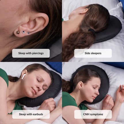 ODOXIA Piercing Pillow with Hole | For Ear Pain Relief | Donut Pillow | Ear Cushion | Sleeping Ring for Side Sleepers to Relieve Ear Pain | Piercing Pillow (Black)