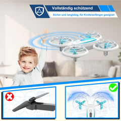 Wipkviey T18 Mini Drone for Kids, RC Quadcopter with Altitude Hold and Headless Mode, Drone with Blue and Green Lights and 360° Rotation for Boys Girls Beginners, 2 Batteries