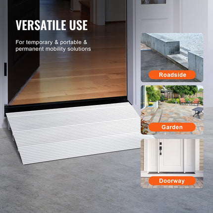 VEVOR Door Threshold Ramp 43.6 x 86.4 x 7.6 cm Wheelchair Ramp 362.8 kg Load Capacity Aluminum Alloy Curb Ramp Modular Design Threshold Ramp Non-Slip Aluminum Ramp Ramp