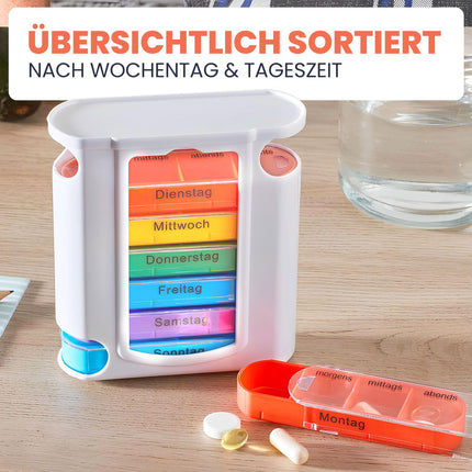 MC-Trend 7-day pill box with 4 compartments per day – large pill box &amp; weekly dispenser – medication box in selectable quantity: 1, 2, 6, 12, 24 or 48 pieces