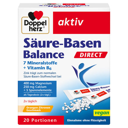 Doppelherz Acid-Base Balance DIRECT - with 7 minerals and vitamin B6 - 20 servings of micro-pellets with orange-lemon flavor