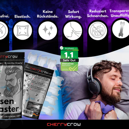 CherryCrow - The Nasal Strips | (30 pieces) Premium Transparent Nasal Strips for better breathing 100% skin-friendly strips - Performance and better sleep Sports Anti Snoring Strips