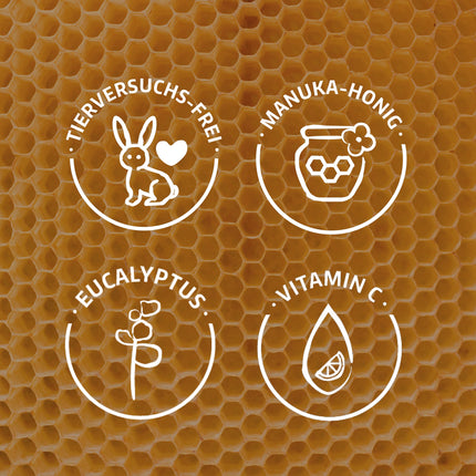 Propolis spray for throat, mouth and pharynx care - with New Zealand Manuka honey, vitamin C, eucalyptus and peppermint - supports sore throats, breathing difficulties and bad breath