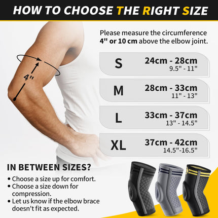 CAMBIVO 2x Elbow Support for Men and Women, Tennis Elbow Support with Gel Padding and Side Stabilizers, Elbow Support for Pain Relief from Tennis Elbow, Golfer's Elbow, Tendonitis