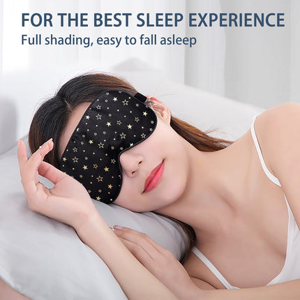 townssilk 100% Silk Sleep Mask with Adjustable Straps, Comfortable and Super Soft Eye Mask Ultimate Sleep Aid, Blindfold Golden Star
