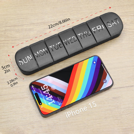 FHORAIN 7-Day Pill Box, Large Medicine Box, Pill Organizer, BPA-Free Portable Pill Box for Fish Oil, Medications, Vitamins, and Supplements (Black)