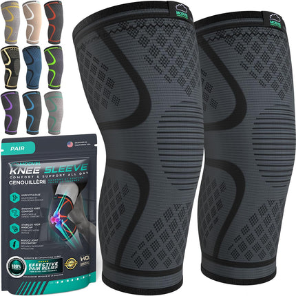 MODVEL knee support set for men and women – stable support during sports, training, fitness, hiking, everyday life – comfortable, skin-friendly, breathable support made of soft nylon-latex fabric
