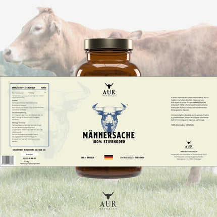 MEN'S THING (200 Capsules) - The natural power of bull testicles, dietary supplement for active men, 100% beef testicles from the Allgäu region; Male Performance