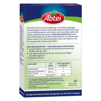 Abtei Milk Thistle Plus with Artichoke - supports liver function - promotes fat digestion - naturally effective - 30 Capsules