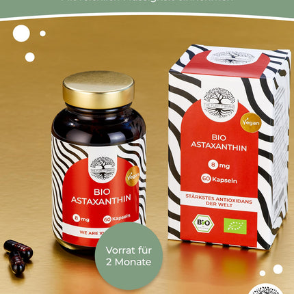 Organic Astaxanthin 60 Capsules - 2 Month Supply - High Dose 8mg - Pure Substance - Dietary Supplement - Vegan &amp; Laboratory Tested - The Purity Brand