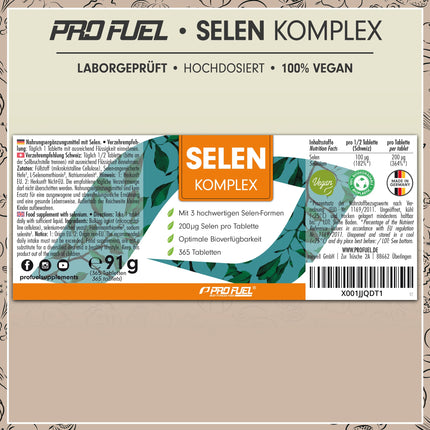 Selenium high-dose 365x Selenium 200µg tablets - Selenium complex from 3 high-quality selenium sources: Selenium yeast, Selenomethionine &amp; Sodium selenite, without unwanted additives, 100% vegan