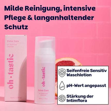 Intimate Wash Lotion for Women - Antibacterial &amp; soap-free shower gel for the intimate area, intimate wash lotion for women with lactic acid bacteria against itching, vaginal yeast infections &amp; odor - ohtastic - (50ml)