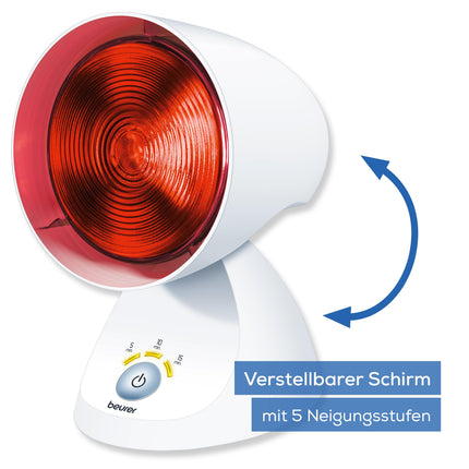 Beurer IL 35 infrared lamp, soothing and warming infrared light with 3-stage timer, 5 tilt angles, relaxes muscles and relieves tension, 1 piece, white