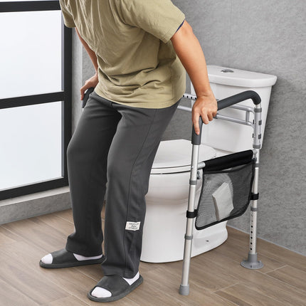VEVOR Toilet Safety Railing Standing Aid Toilet 136 kg Toilet Seat with Non-Slip Handles, Toilet Handrails with Reinforced Aluminum Alloy Tube, for Pregnant Injured