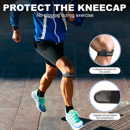 Healrecux Patellar Tendon Brace, Kneecap Brace Patella Knee Support for Football, Basketball, Running, Tennis, Tendonitis, Volleyball and Squats, Patellar Tendon Knee Support, Black
