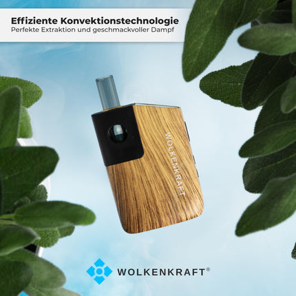WOLKENKRAFT FX MINI ULTRA Premium Vaporizer - USB-C | Magnetic Slide-In Mouthpiece | Titanium Chamber | Temperature 100-220 °C | Operating Timer 3-5 Min. | 100% Convection *Wooden Look*