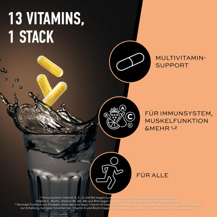 ESN Vitamin Stack, Multivitamin Capsules, 120 Capsules - 4-month supply, high dosage, 13 valuable vitamins in one capsule, only 1 capsule daily, made in Germany