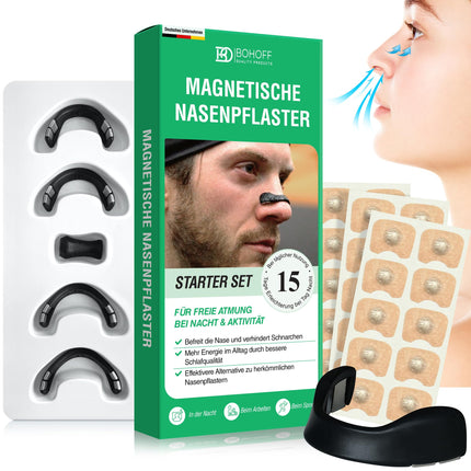 Magnetic Nose Strips Snoring (Starter Kit 15 Days) – Anti-Snoring Nose Strips, Snore Stopper &amp; Snoring Splint for Better Breathing, Nasal Strips &amp; Nose Strips Magnet