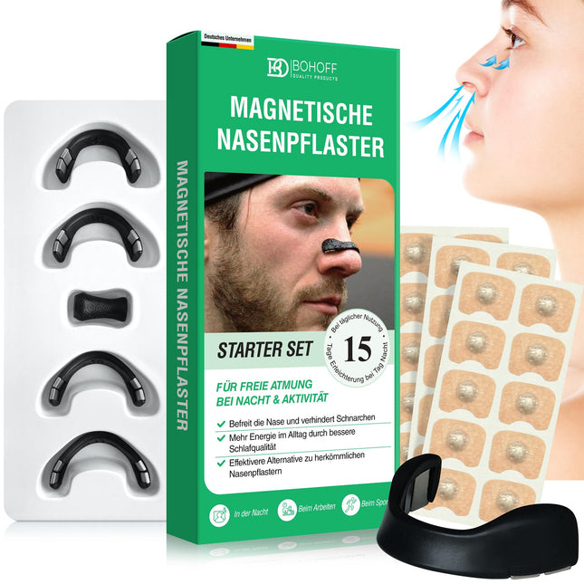 Magnetic Nose Strips Snoring (Starter Kit 15 Days) – Anti-Snoring Nose Strips, Snore Stopper &amp; Snoring Splint for Better Breathing, Nasal Strips &amp; Nose Strips Magnet
