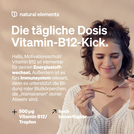 Vitamin B12 Drops – 50ml – 500µg B12 per drop – One-year supply – 2 active forms (methylcobalamin &amp; adenosylcobalamin) – vegan, alcohol-free – carefully laboratory-tested in Germany