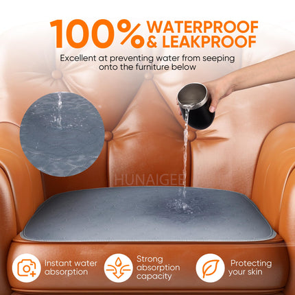 HUNAIGEE waterproof incontinence seat cover, incontinence chair cover, washable seat cover for incontinence with anti-slip backing, 54 x 56 cm, pack of 4