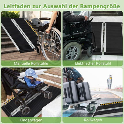 COSTWAY Wheelchair Ramp 91 cm, Folding Ramp Portable &amp; Anti-Slip Load Capacity up to 272 KG, Aluminum Access Ramp, Threshold Ramp for Wheelchair Stairs Doors (91 x 74 cm)