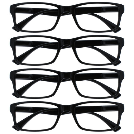 The Reading Glasses Company The Reading Glasses Company Black Readers Value 4 Pack Designer Style Men Women RRRR92-1 +1.50