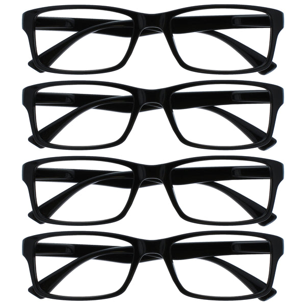 The Reading Glasses Company The Reading Glasses Company Black Readers Value 4 Pack Designer Style Men Women RRRR92-1 +1.50