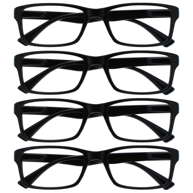 The Reading Glasses Company The Reading Glasses Company Black Readers Value 4 Pack Designer Style Men Women RRRR92-1 +1.50
