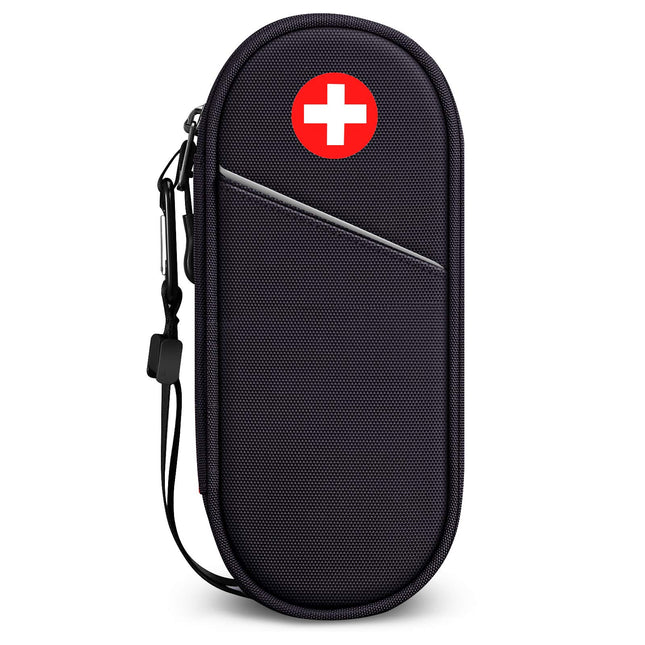 SITHON EpiPen Medical Carrying Case, Portable Emergency Bag Insulated Medication Bag Organizer for 2 EpiPens, Asthma Inhaler, Anti-Histamine, Auvi-Q, Allergy Medicine Essentials, (Black)