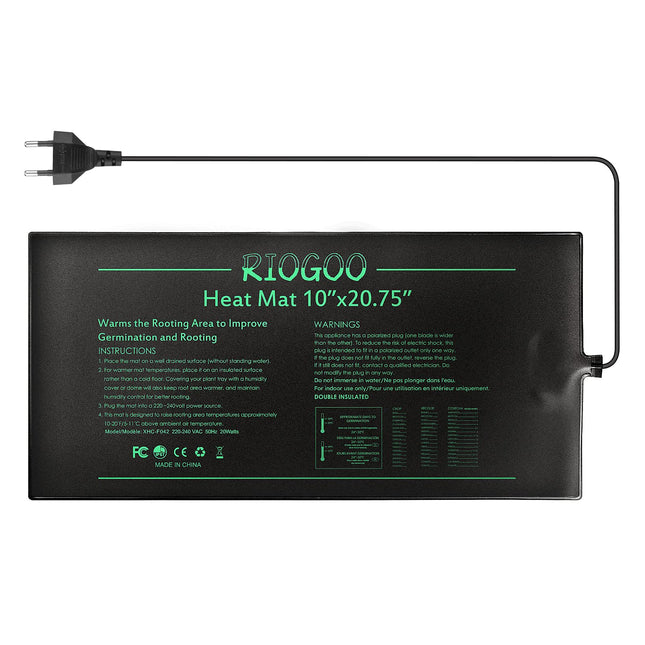 RIOGOO Durable Seedling Heat Mat Waterproof Greenhouse Heating Pad 10" x 20.75" Germination Heated Greenhouse Heat Mat Hydroponic Garden Seed Starter