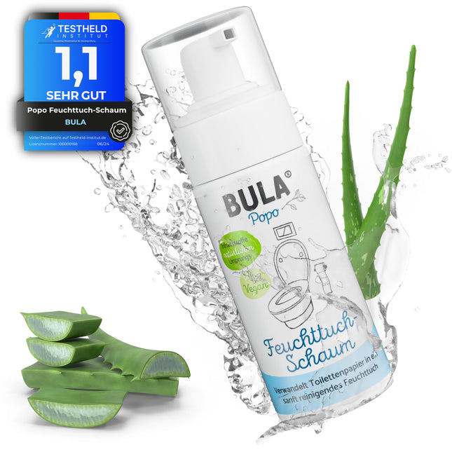 BULA® Popo (Baby and Toilet) Wet Wipe Foam 150ml for your toilet paper | Sustainable alternative for over 200 wet wipes | Natural ingredients