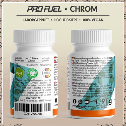 Chromium Picolinate 365 tablets with 200 mcg chromium – optimal high dosage – normal blood sugar levels and macronutrient metabolism – no additives – laboratory-tested with certificate – vegan