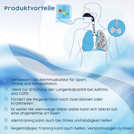 Breathing trainer with e-book for breathing exercises - lung trainer - chamber breathing exercise device | Therapy for respiratory problems of the lungs and bronchi | Speech therapy occupational therapy lung trainer (special 1200 Vol)