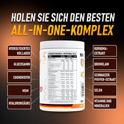 MST® Nutrition Flex Pro Powder – Collagen, MSM, Glucosamine, Chondroitin &amp; Hyaluronic Acid – High-Quality Formula – Made in Germany (945g, Orange)