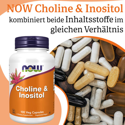 Now Foods, Choline &amp; Inositol, 500 mg, 100 Vegan Capsules, Laboratory Tested, Vitamin B, Gluten-Free, Soy-Free, Vegetarian